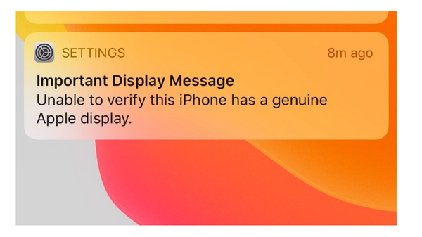 Unable to Verify this iPhone has a Genuine Apple Display Warning Message